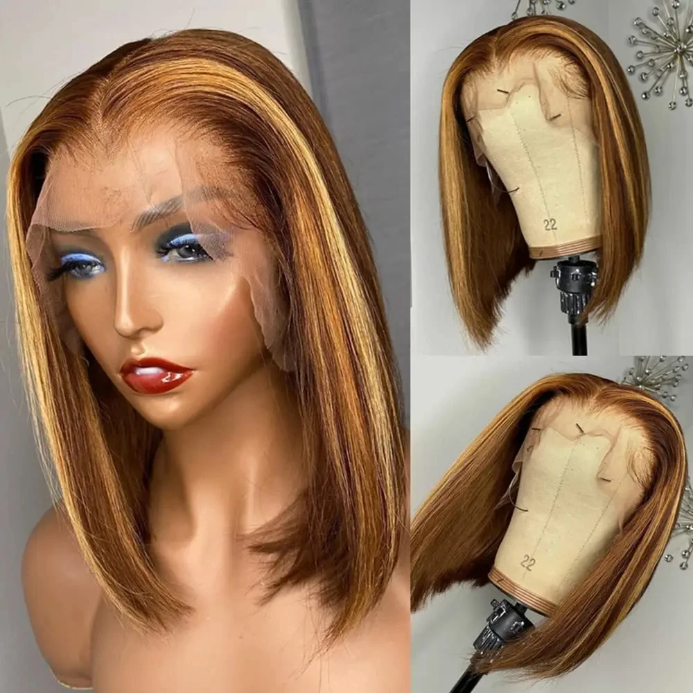 Wig Bob 13X4 Wig Rambut Manusia Renda Depan Lurus Renda Transparan untuk Wanita Wig Bob Pendek Rambut Manusia Pra Dipetik Warna Alami