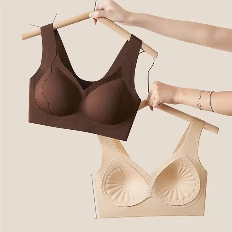 Women's Seamless Backless Vest-Style Sports Bra Comfortable Nude Pull-Up Soft Support Side Push-Up Underwear KUCLUT