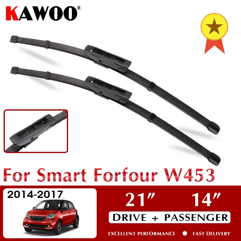 

KAWOO Wiper Car Wiper Blades For Smart Forfour W453 2014-2017 Windshield Windscreen Front Window Accessories 21"+14" LHD RHD