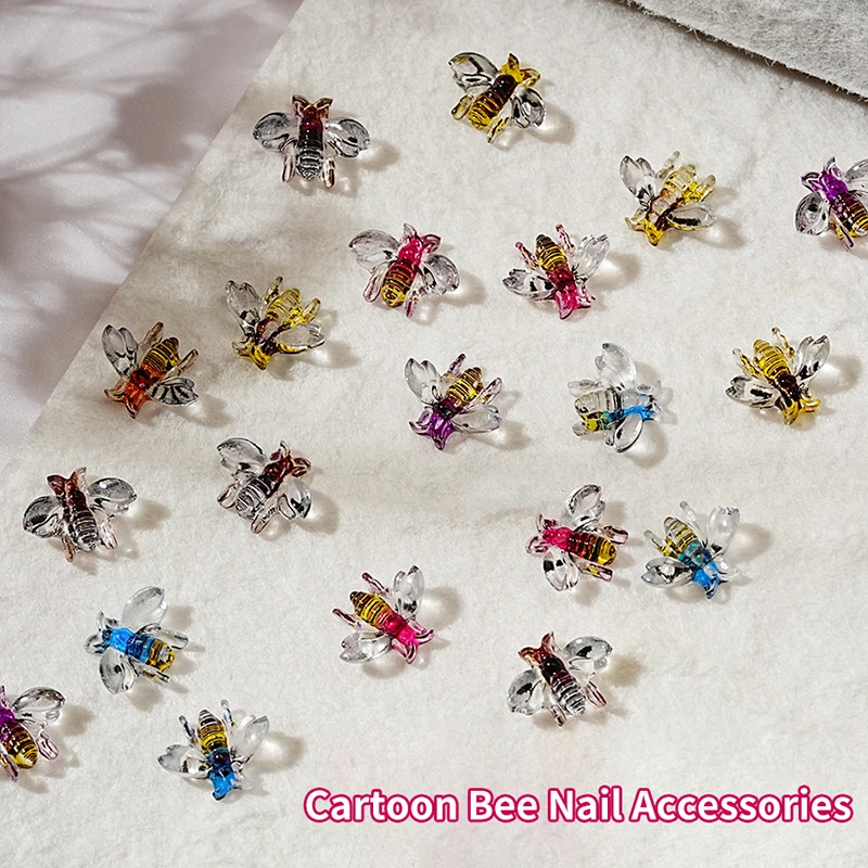 10 Stuks 3d Carving Bee Nail Art Charme Hars Nail Ornament Diy Prachtige Nail Accessoires Decoraties