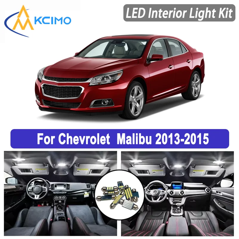 Plug & Play LED Interior Bulb Set For Chevrolet Malibu 2013-2015 Dome Map Lights Super Bright White/Blue Lighting Kit