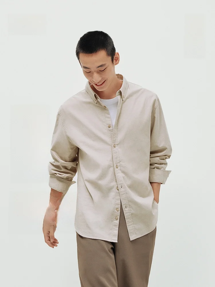 

Semir Men's Classic Long Sleeve Oxford Shirt Spring Loose Fit Casual Style Pure Cotton Basic Practical Youth Fashion