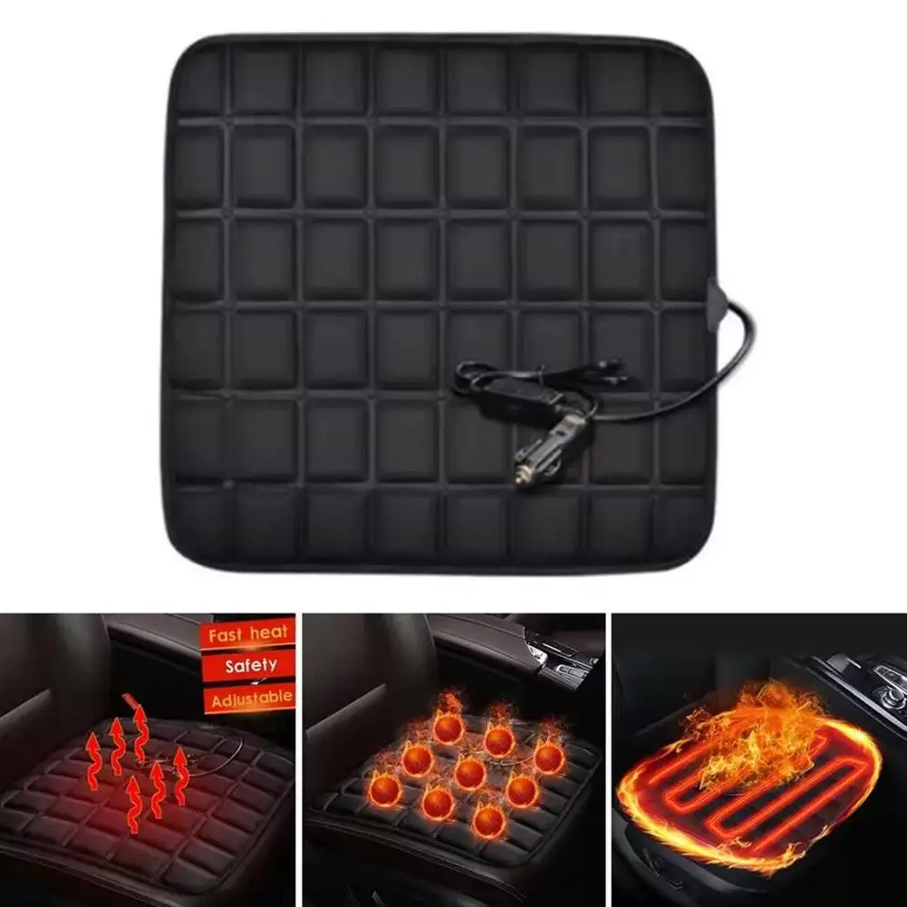 

12V Car Seat Cushion Single Seat Grid Heating Small Square Pad For Winter Warm Interior Heating Pad Wholesale ﻿ J2K0
