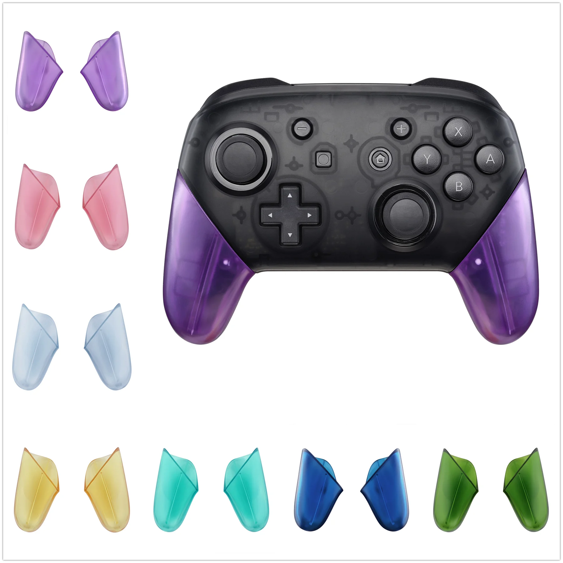 EXtremeRate-Poignées de rechange transparentes pour manette Nintendo Switch Pro, différentes couleurs