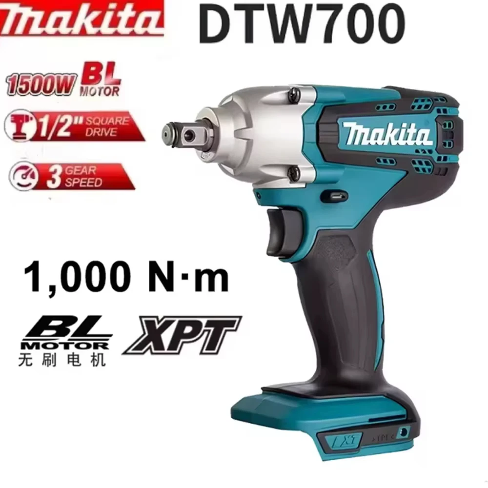 Makita – clé à chocs sans balais DTW700 18V, unité nue, entraînement carré 1/2 ", outil de réparation au Lithium-Ion sans fil, tournevis, Original