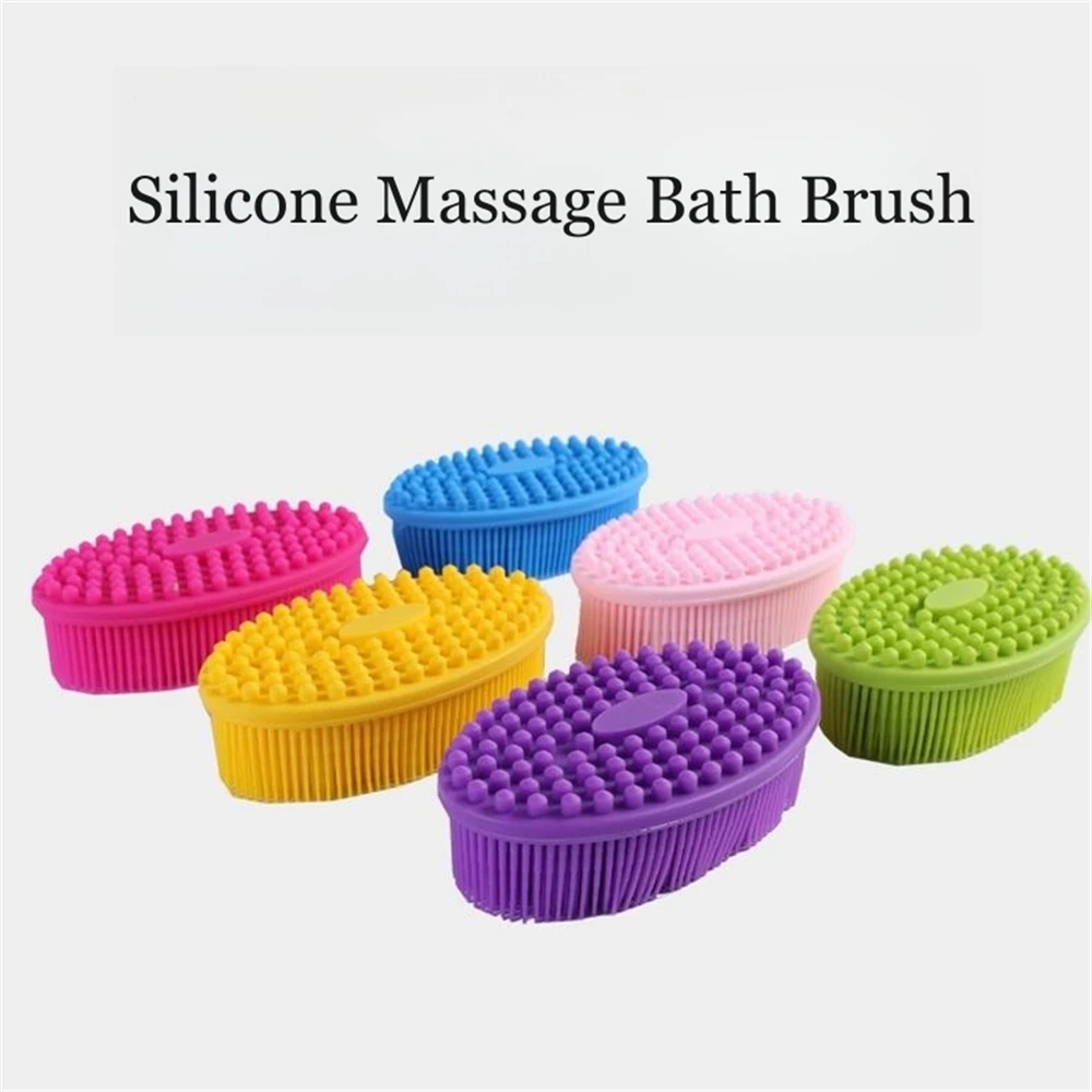 Silicone Bath Body Brush Exfoliating Shower Back Scrubber Cleaning Skin Scrub Spa Massager Bathroom Accessorie Training Tactile