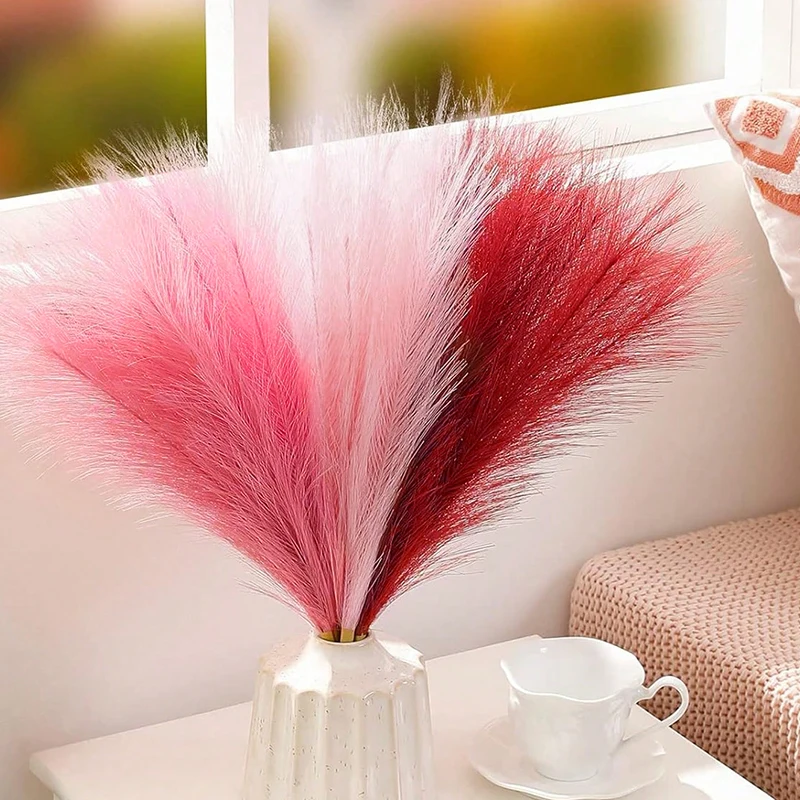 9Pcs/Pack Colorful Artificial Pampas Grass Bouquet Fake Plant for DIY Wedding Decoration Supplies Home Party Vase DIY Ornaments