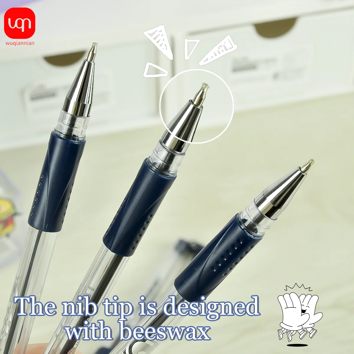 WQN-3/6/12 قطعة بسيطة سطح المكتب الثابتة هلام القلم 0.5 مللي متر تلميح الحبر الأزرق ثابت الغراء هلام القلم للمدرسة واللوازم المكتبية #3