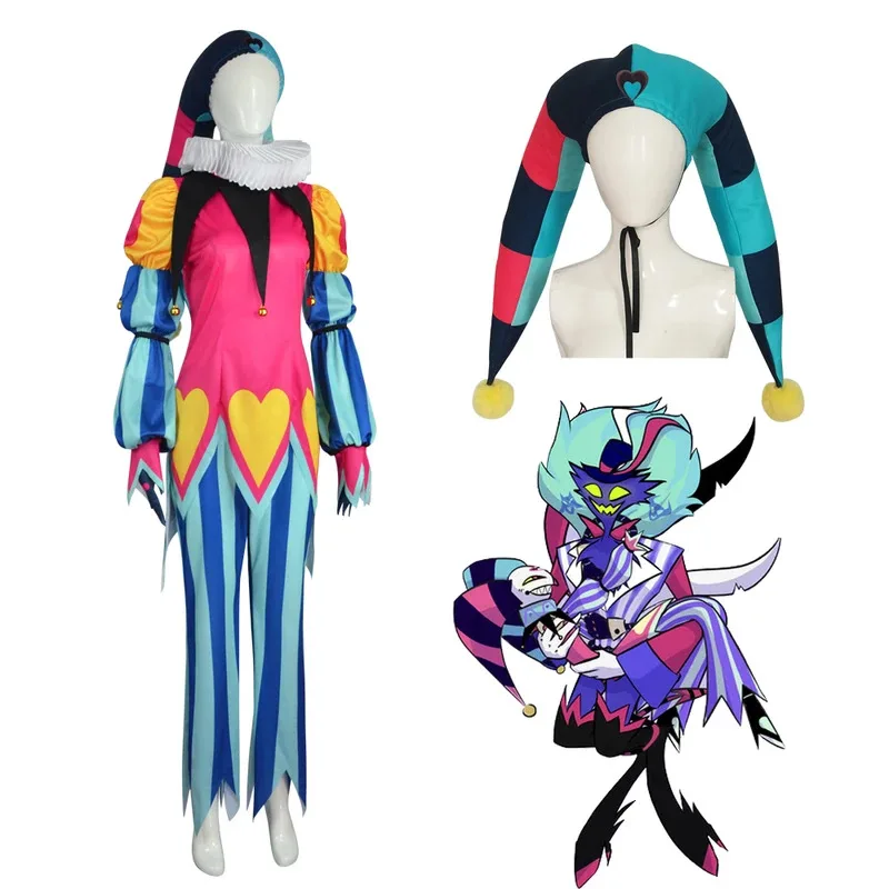 Disfraz de Fizzarolli, Tops, pantalones con sombrero, guantes para el cuello, conjunto completo, disfraz de Carnaval de Halloween hecho a medida