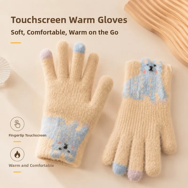 Thickened Fleece Touchscreen Knitted Gloves Winter Warm Riding Gloves Fingerless Gloves Women New 2026 JIFANPAUL Brand