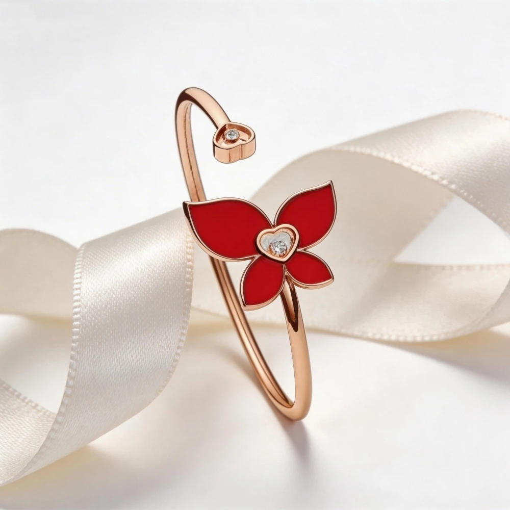 

Асимметричный красный браслет с бабочкой и сердцем, модный, элегантный, высококачественный ювелирный аксессуар