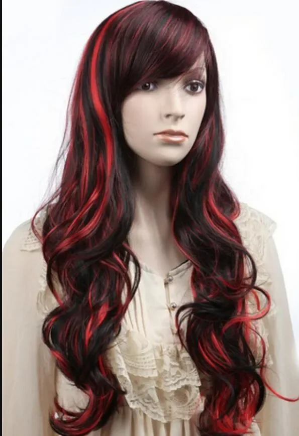 WIG  Long Curly Cosplay Hair  Wig Multi Red heat resistant Full Wigs