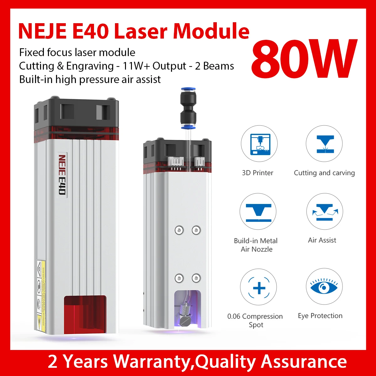 NEJE E80 E40  Laser Cutting Laser Engraver Cutter Laser Module DIY CNC Machine High Power Laser Head Air Assist Metal Nozzle