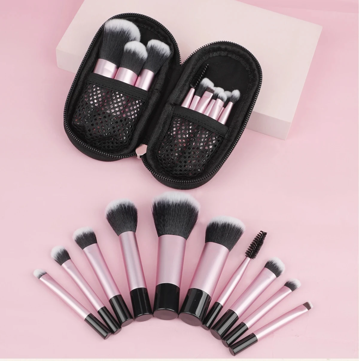 10 pçs mini rt conjunto de pincéis de maquiagem em pó sombra fundação blush liquidificador corretivo beleza ferramentas de maquiagem escova profissional