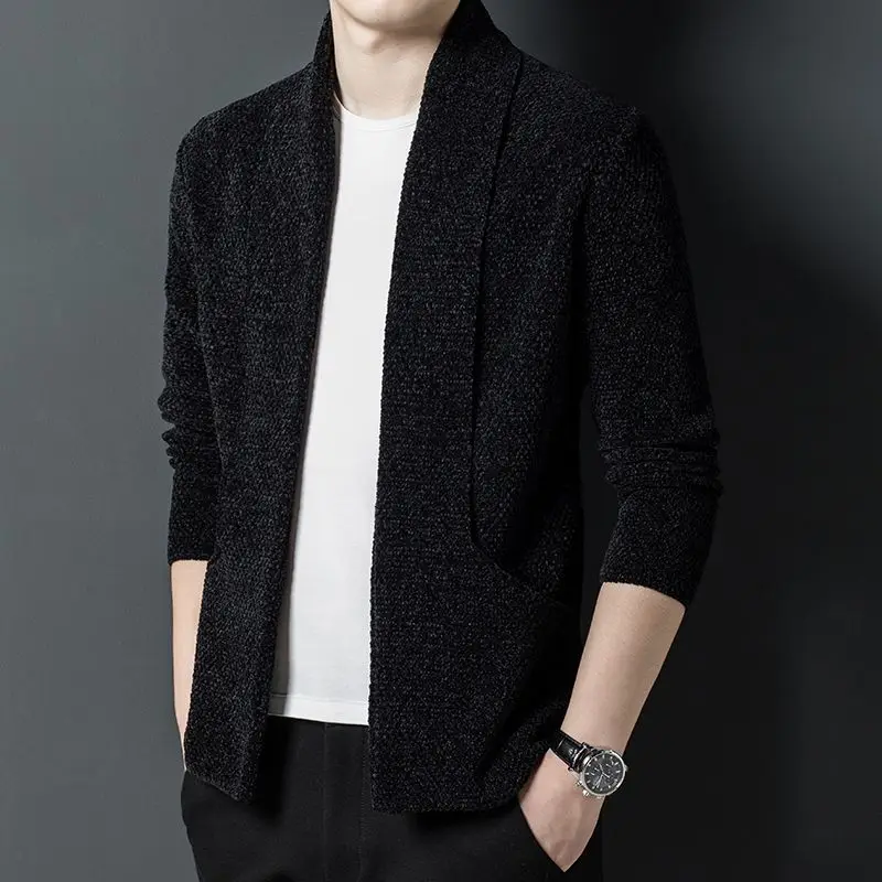 Spring Autumn Men Cardigans Sweaters Streetwear Fashion New Knitted Coats Male Clothes Jacquard Weave Casual Long Sleeve Tops