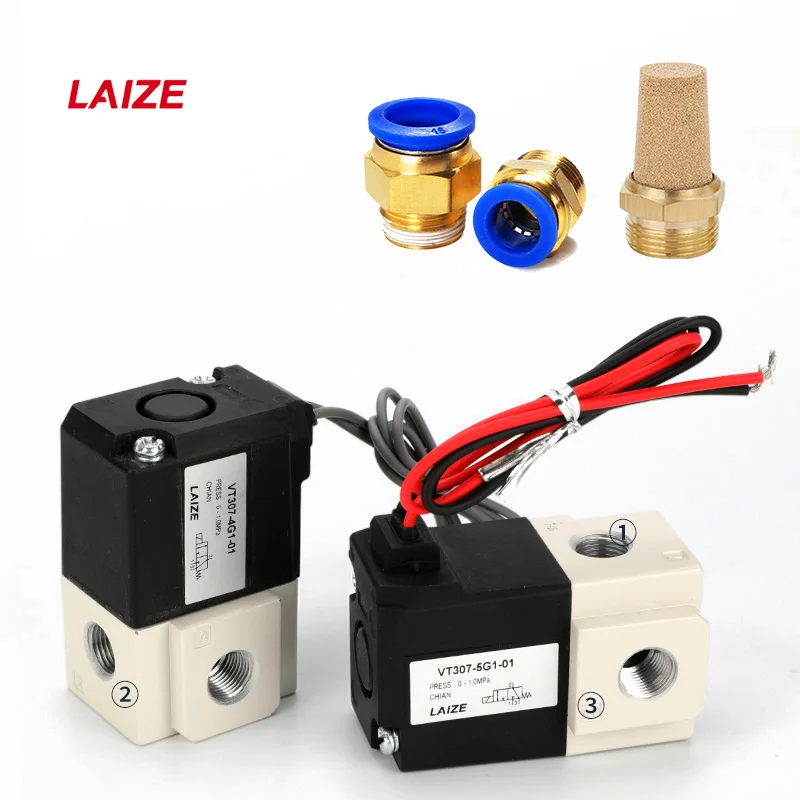 Vacuum Solenoid Valve Pilot-Operated High Frequency Direct-acting 2 Position 3 Way 220V 24V 12V VT307V