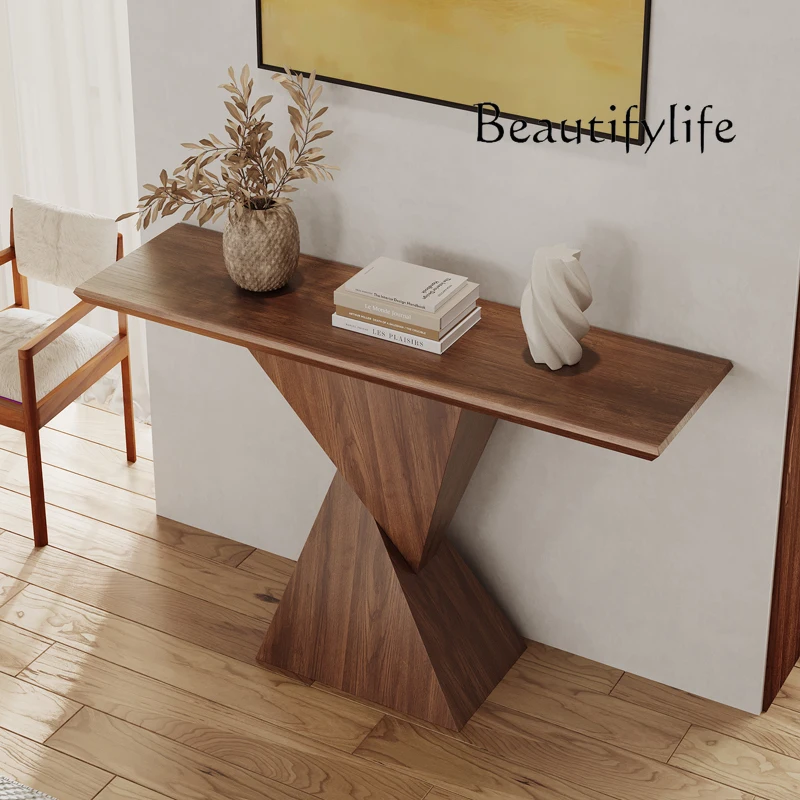 

Simple and creative solid wood entrance table, entrance hall, wall view table, living room aisle light luxury