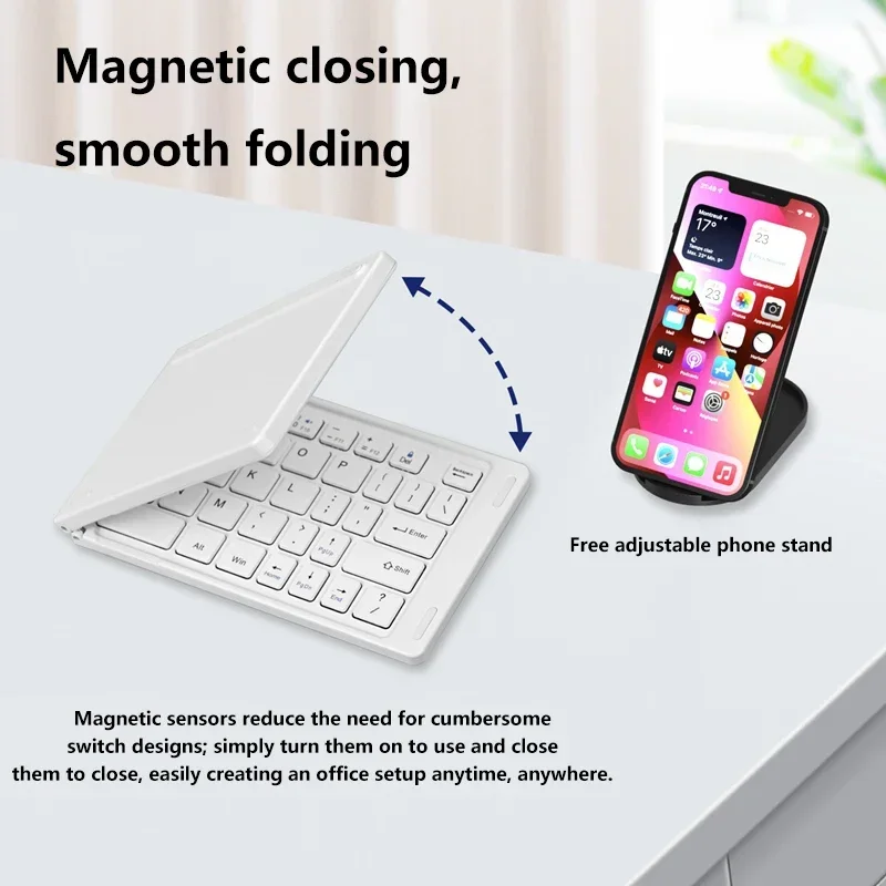 

Мини-складная Bluetooth-клавиатура, беспроводная перезаряжаемая ультратонкая карманная складная клавиатура для смартфона, ноутбука, 2026 НОВИНКА