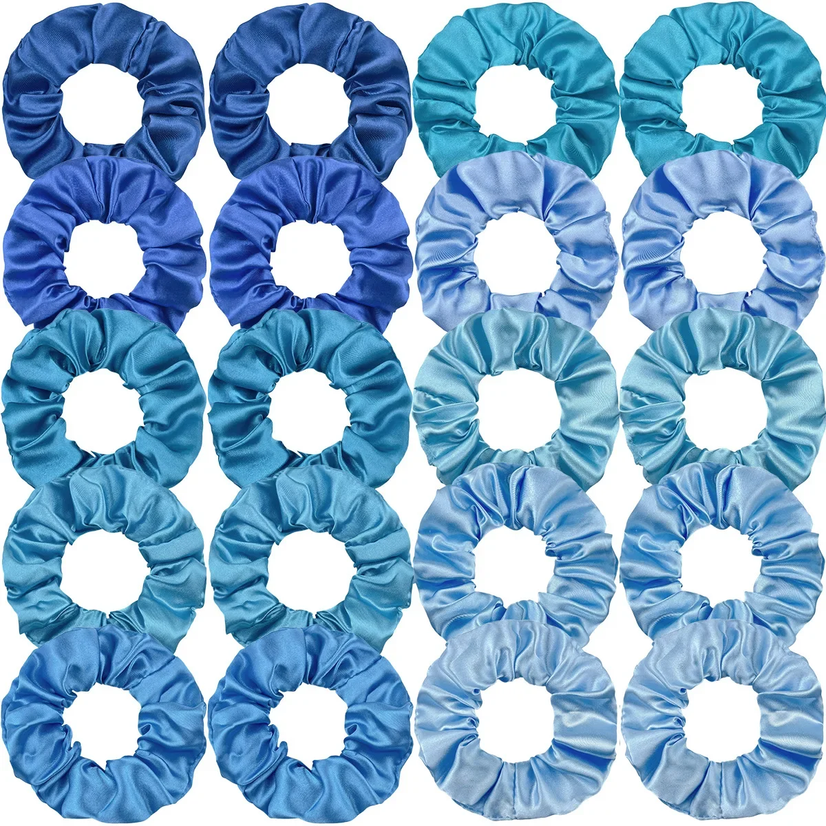 20pcs Blue Women Satin Scrunchies Handmade Elastic Hair Bands Ponytail Holder Headband Kids Girls Hair Accessories