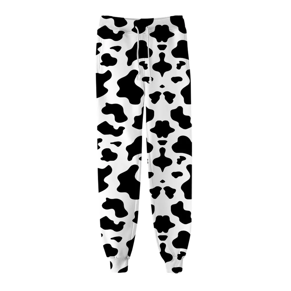 

Black and White Cow Pattern Trousers Fashion Jogger Pant Women Men Pants Harajuku Streetwear Long Sweatpant Anime Pants