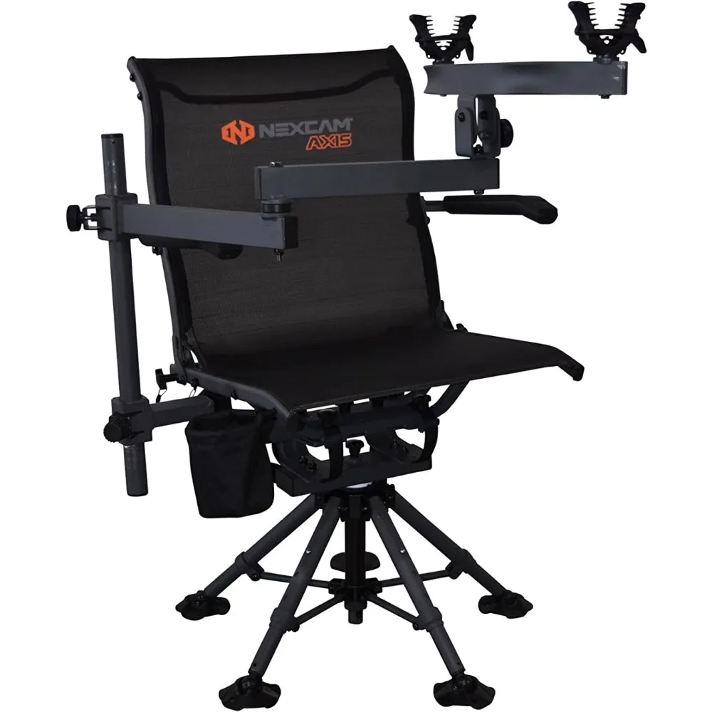

® Кресло для стрельбы AXIS SG 360 Ultimate с подставкой для стрельбы AXIS V2. Кресло-качалка. Двухосевое вращающееся и наклоняющее кресло. Кемп. Рыба.