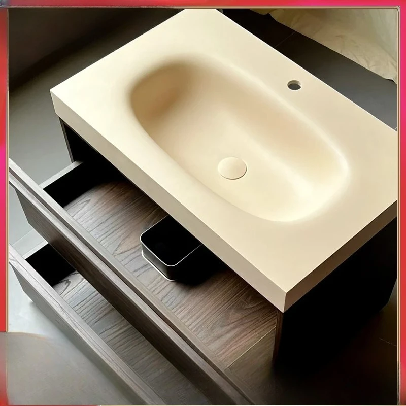 Retro medieval style bathroom cabinet bath pure acrylic integrated basin multi-layer solid wood washbasin washbasin
