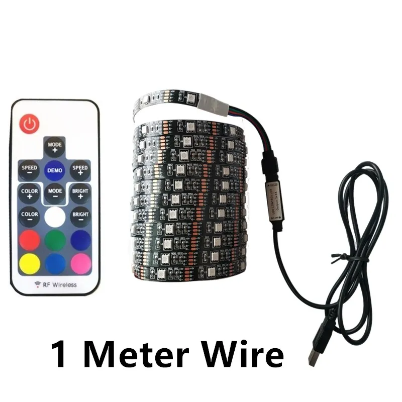 DC 5V USB 1 Meter LED Strip 5050 Waterproof RGB LED Light Flexible 50CM 1M 2M add 3 17Key Remote For TV Background