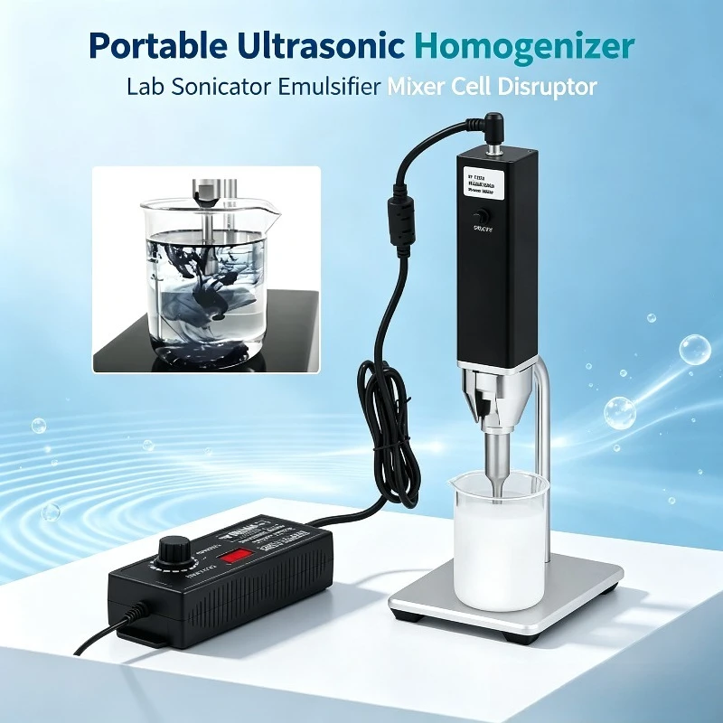 Portable Ultrasonic Homogenizer Sonicator, Lab Emulsifier Mixer Cell Disruptor for 0.1–300ML Sample Processing