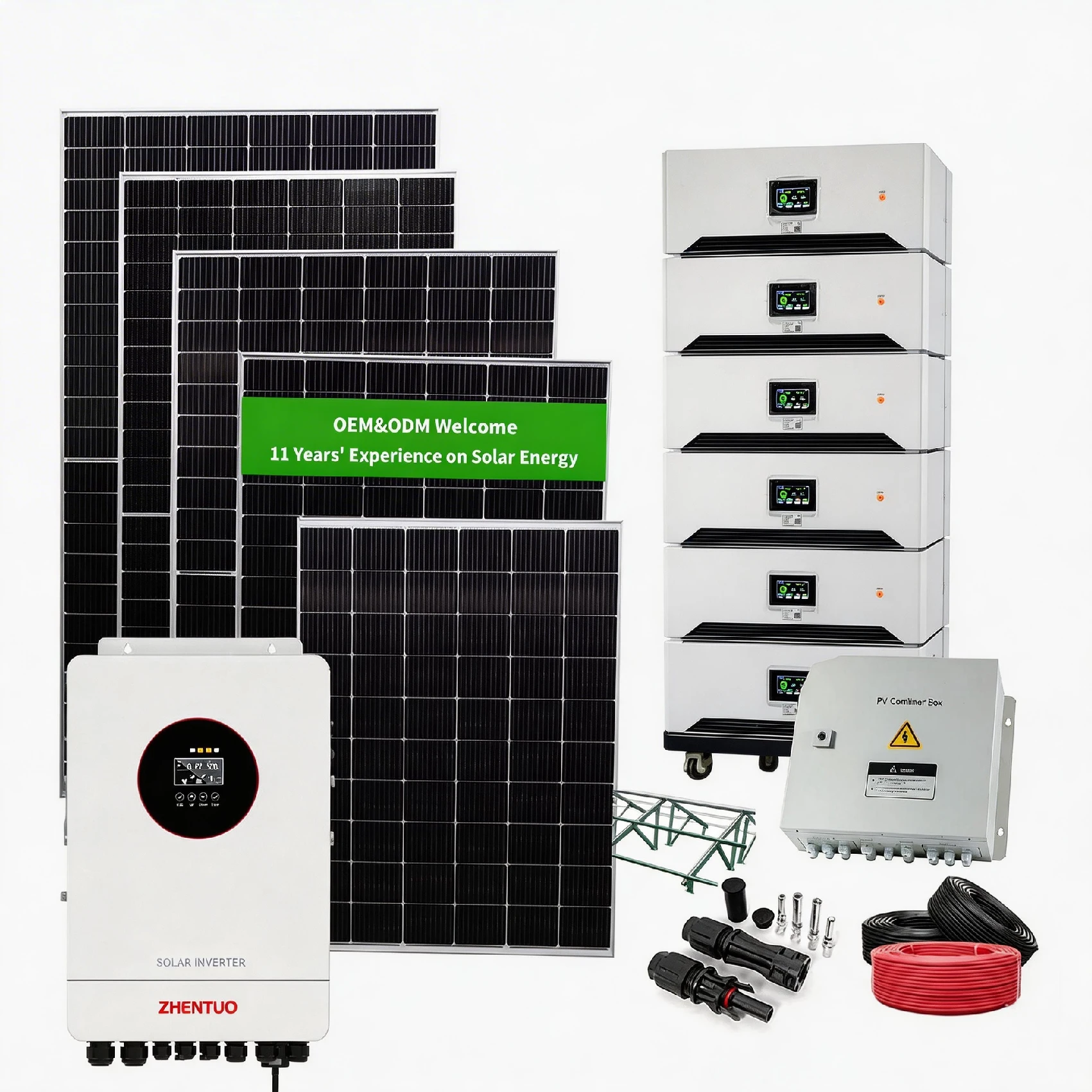 Solar Energy System 10KW Off-grid Complete Kit Polycrystalline Silicon Panels ‘MPPT Controller LiFePO4 Battery Storage Pure Sine