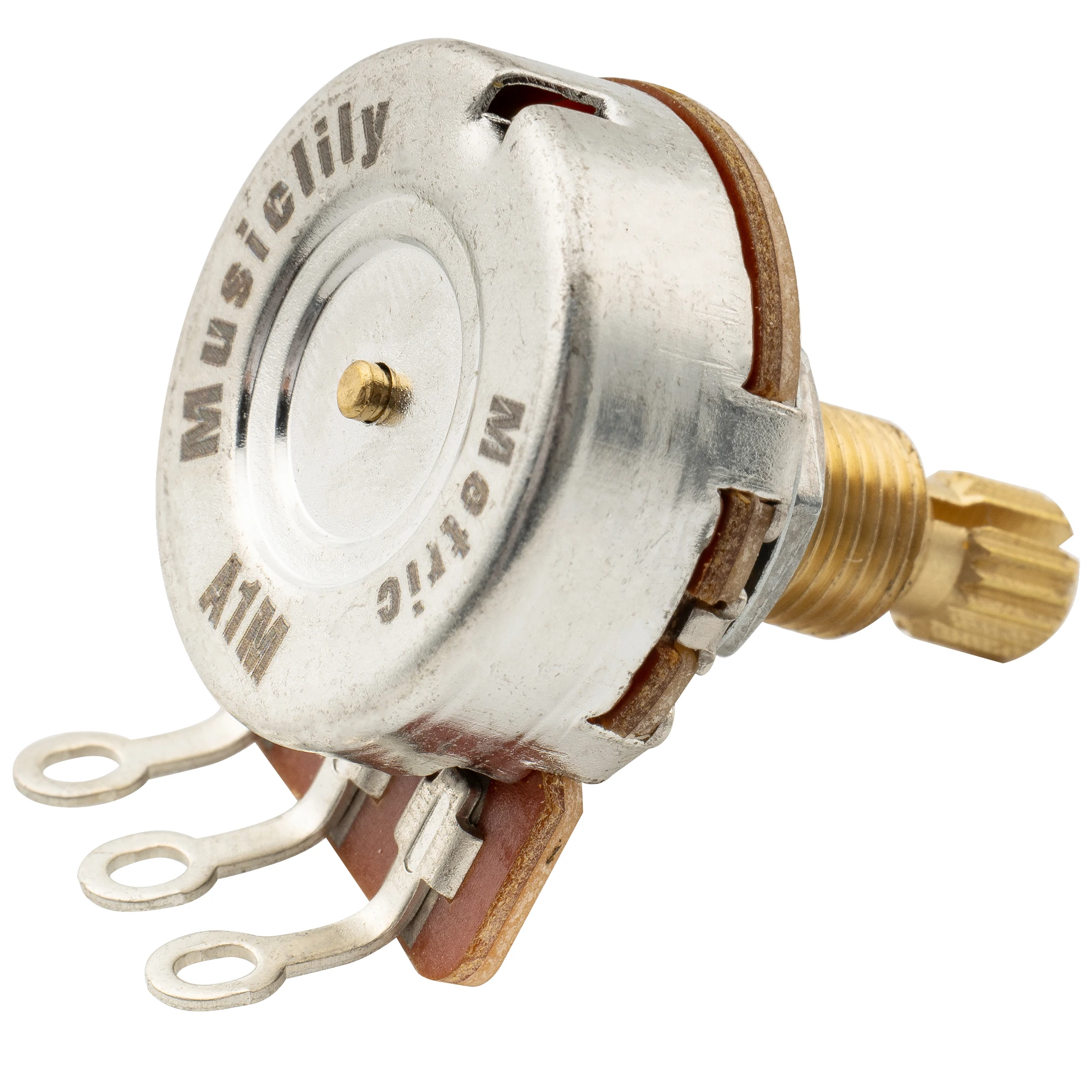 Musiclily Pro HD A250K/B250K/A500K/B500K/A25K/A1M Vollmessing Metrisch Grob 18-Spline Geteilter Schaft Potentiometer – Detail 16