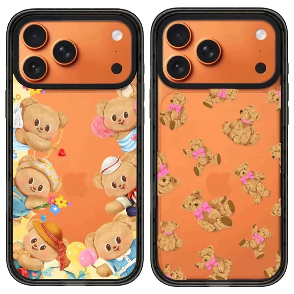 

Bears Cartoon Acrylic Black Border Magnetic Case: Compatible with iPhone 17 16 15 14 13 12 Pro Max 17 Air
