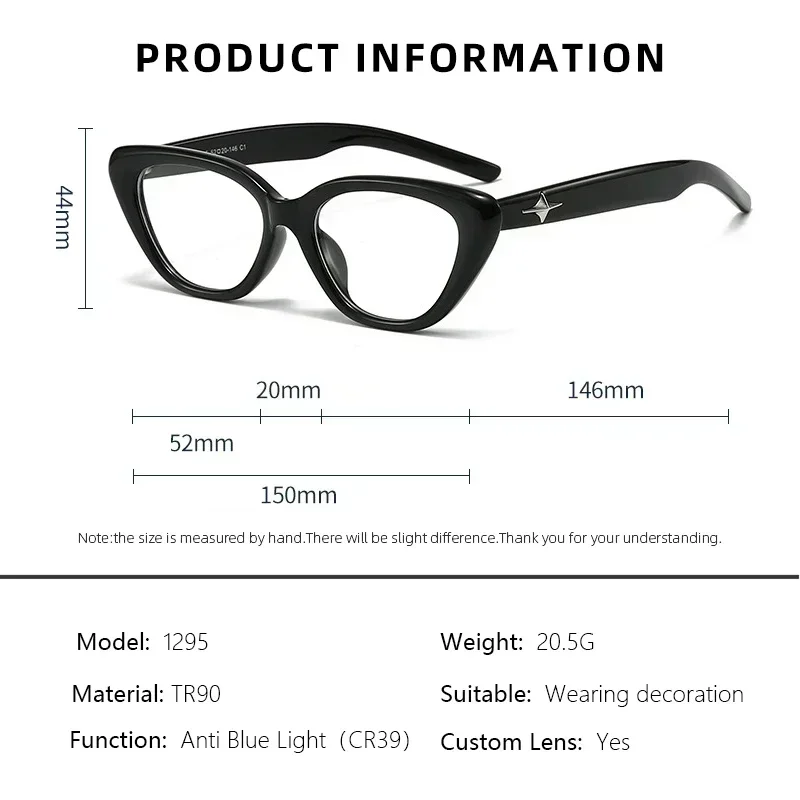KJDCHD Retro Tide Trend Myopia Prescription Optical Glasses Ladies Anti Blue Ray Cat's Eye Reading Eyeglasses Can be Customized