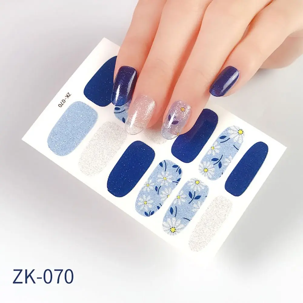 Semi Cured Gel Nail Stickers INS Trendy Full Cover 12Strips Nail Art Stickers Gel Nail Polish Strips DIY Nail Art Making