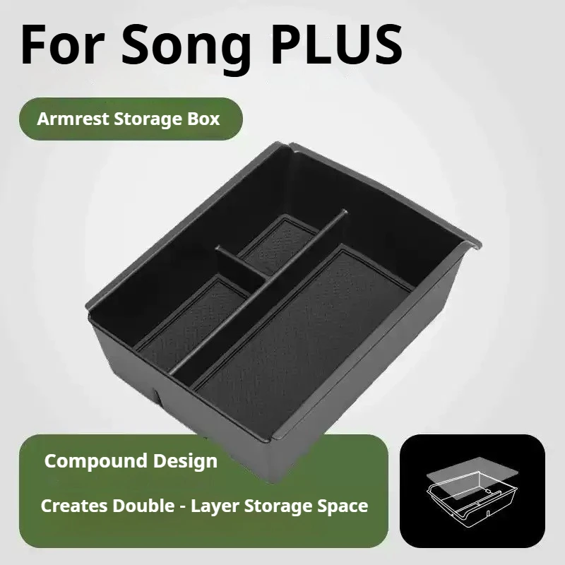 For BYD Song Plus EV Champion Seal U 2023-2025 Car Central Control Armrest Box Storage Box ABS Interior Modify Car Accessories