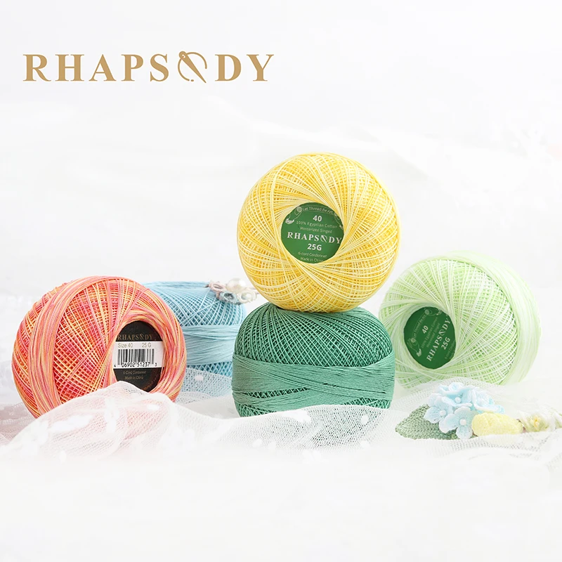 Rhapsody Premium Cotton Crochet Thread Size 40 for Tatting Needlepoint Knitting Bobbin Lace Quilting Sewing Mercerized