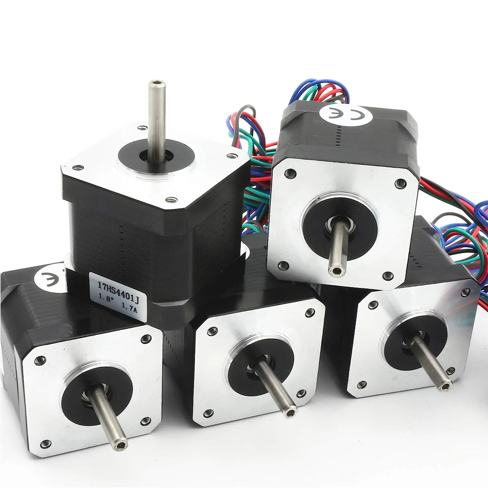 

RATTM 5PCS Nema17 Stepper Motor 17HS4401J 2 Phase 4 Lead Wires Stepping Motor 1.8 Deg 1.7A 45Ncm with 4-pin Plug for 3D CNC