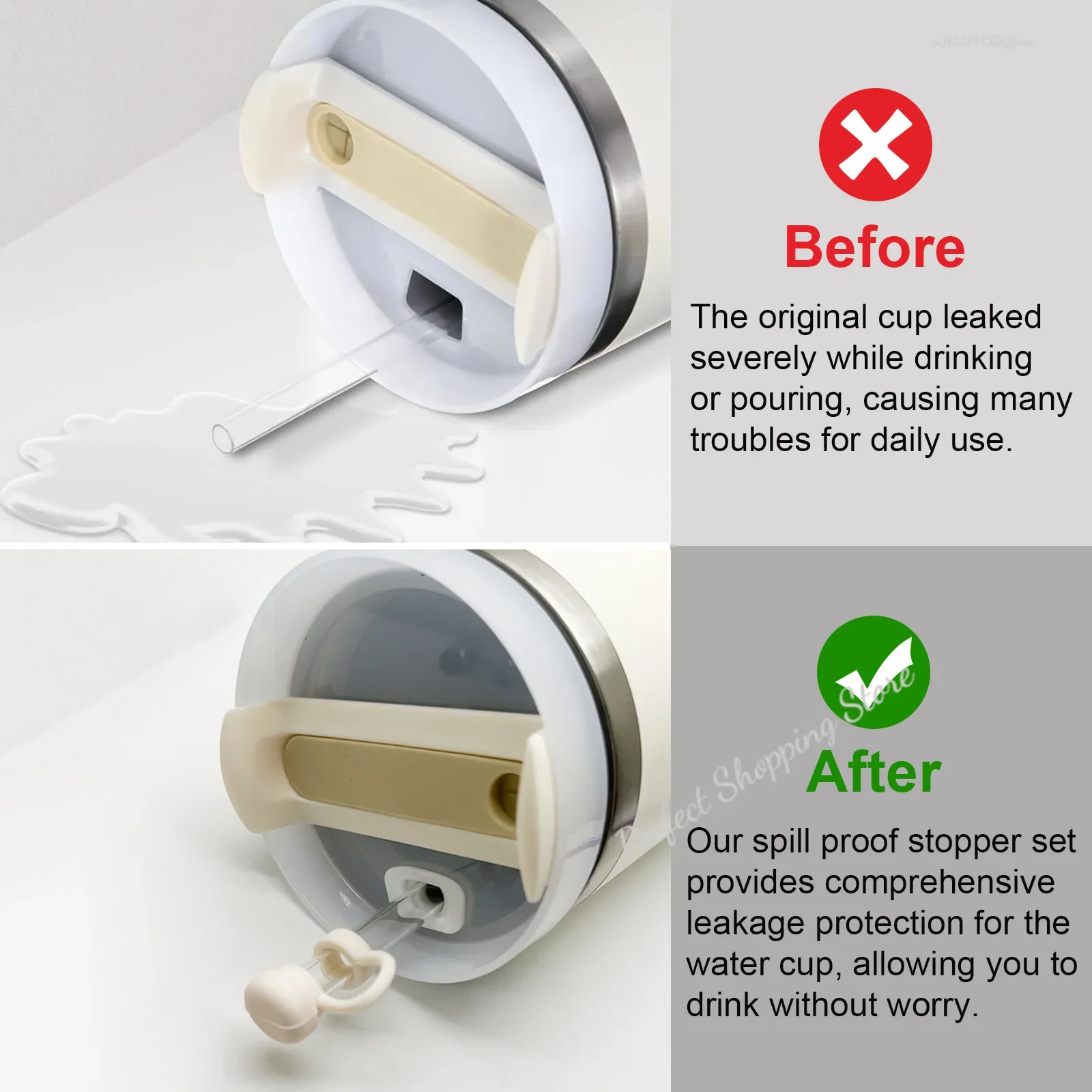 3pcs/set Silicone Spill Proof Stopper for Stanley Cup Tumbler Accessories Straw Cap Cover Spill Stopper Leak Stopper