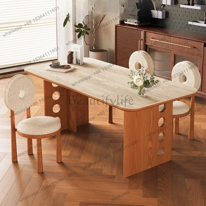 Best Sellers Luxury Rock Plate Dining Tables Leisure Courtyard Villa Fashion Dining Tables Cream Style Home Furniture Mesa Comed