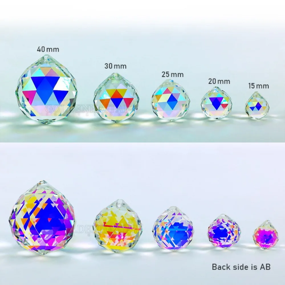 Camal 1PCS K9 Crystal Ball Pendants 15/20/25/30/40mm ABcolor Prisms Rainbow Sun Catcher Chandelier Lamp Curtain Hanging Ornament