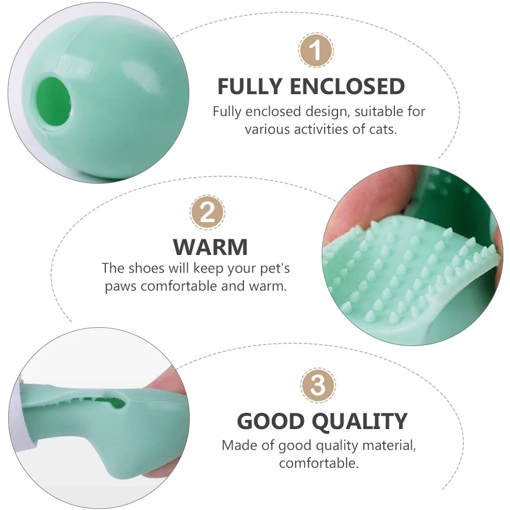 

4pcs Silicone Cat Shoes Protective Foot Covers Anti scratch Warm Comfortable Pet Supplies Granules Sole Anti slip Traction Cat