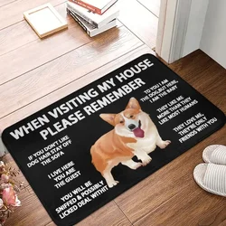 Custom Pembroke Welsh Corgi Dog Doormat Anti-Slip Entrance Kitchen Bathroom Door Floor Mat Bedroom Balcony Carpet Rug