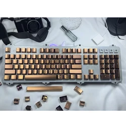 128 Keys Metal Keycaps Original Factory Height Bronze No Backlit Keycap 65/67/68/75%/80%/98/104 Cross Axis Mechanical Keyboard