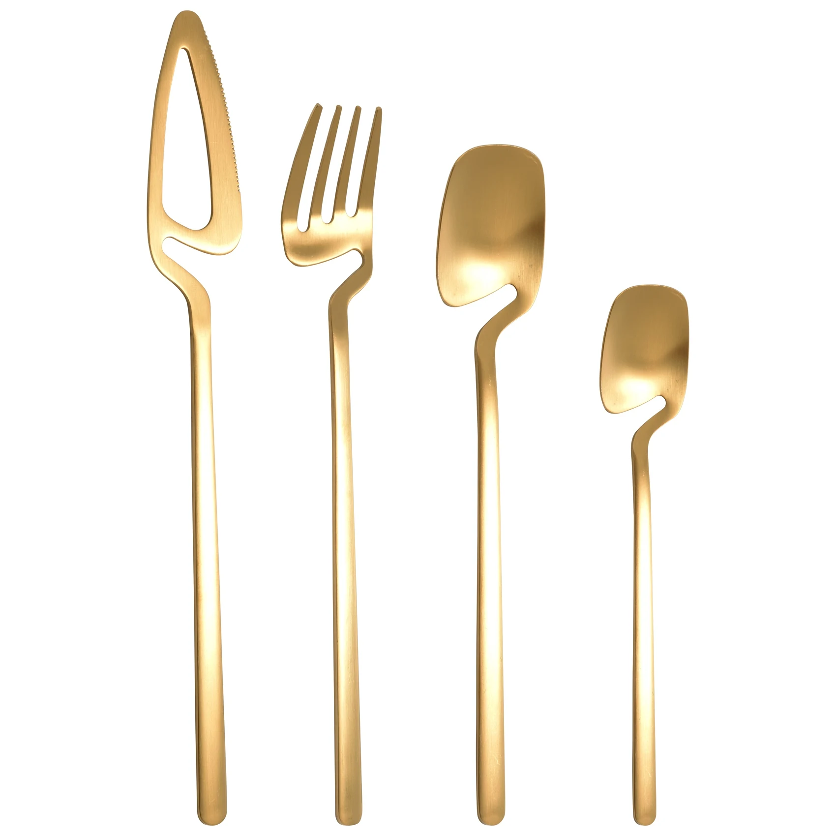 Matte Cutlery Set,Stainless Steel Dinner Tableware,Flatware Set,Knife Fork Spoon Dinnerware Set Party Set(Gold,4 PCS)