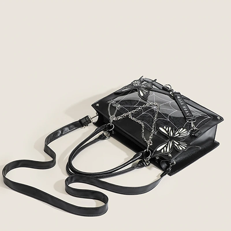 Lolita Women Shoulder Bags Fashion New E Girl DIY Transparent Ita Bags Gothic Punk Chains Butterfly Messenger Bolso Mujer