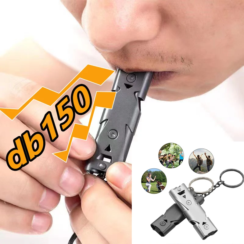 Portable Whistle 180 db Aluminum Alloy Double Tube Lifesaving Emergency SOS Safety Survival Tool Kit Outdoor Camping Equipment