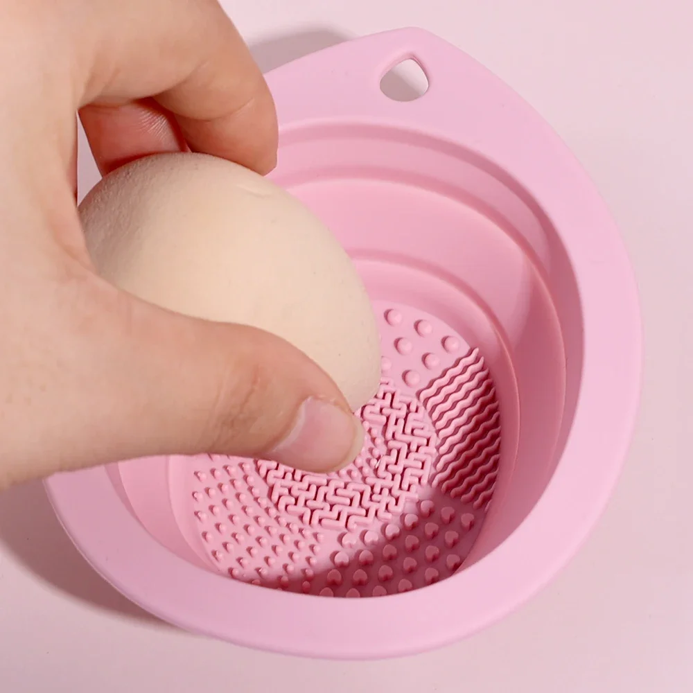 Tigelas de lavagem portáteis de silicone, novo design de água, limpador de escova, ferramenta de maquiagem, pó multifuncional, beleza Egg Wash Box