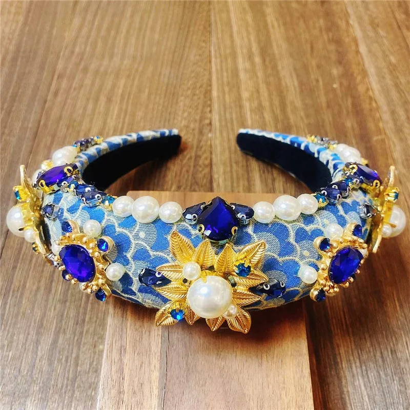 2024 Luxury Catwalk Personality Color Rhinestone Headband New Gorgeous Baroque Fashion Crystal Beads Headband For Women