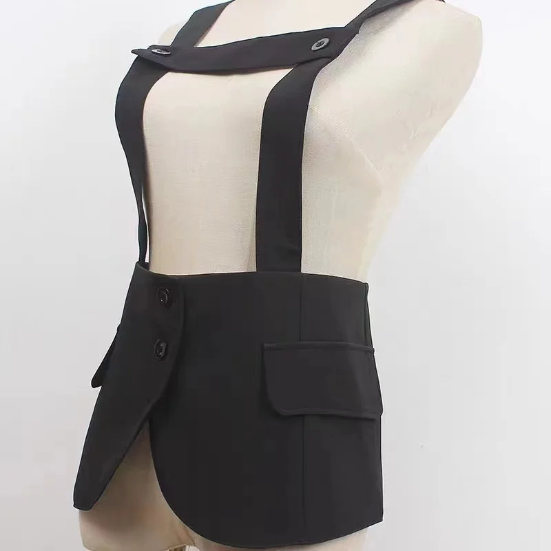 Black waistband outerwear straps original belly-covering irregular suit vest vest popular style suspender vest