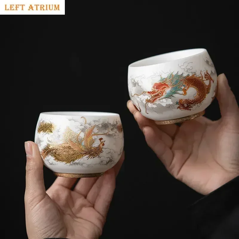 

Фарфоровый чайный сервиз с овечьим жиром, высококачественная персональная мастер-чашка, пара чашек с драконом и фениксом, белый фарфоровый чайный сервиз