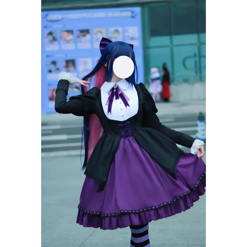 Panty Stocking with Garterbelt Cosplay Costume Stocking Purple Lolita Dress Wig Props Women Halloween Anime Full Outfit view 5